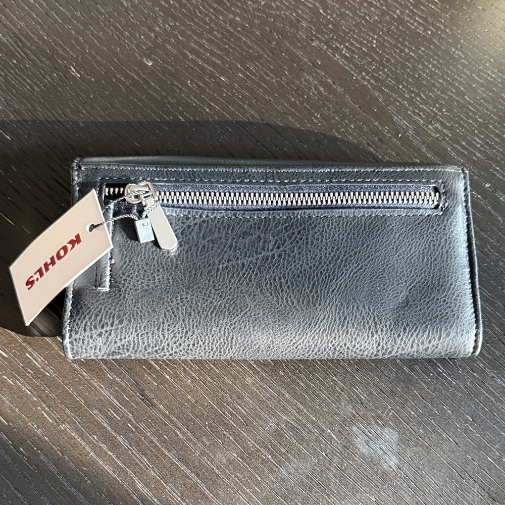 Kohl's Women’s Black Faux Leather Wallet with Zipper